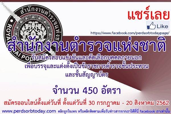 เปิดสอบทูเดย์ดอทคอม หางาน สำนักงานตำรวจแห่งชาติ